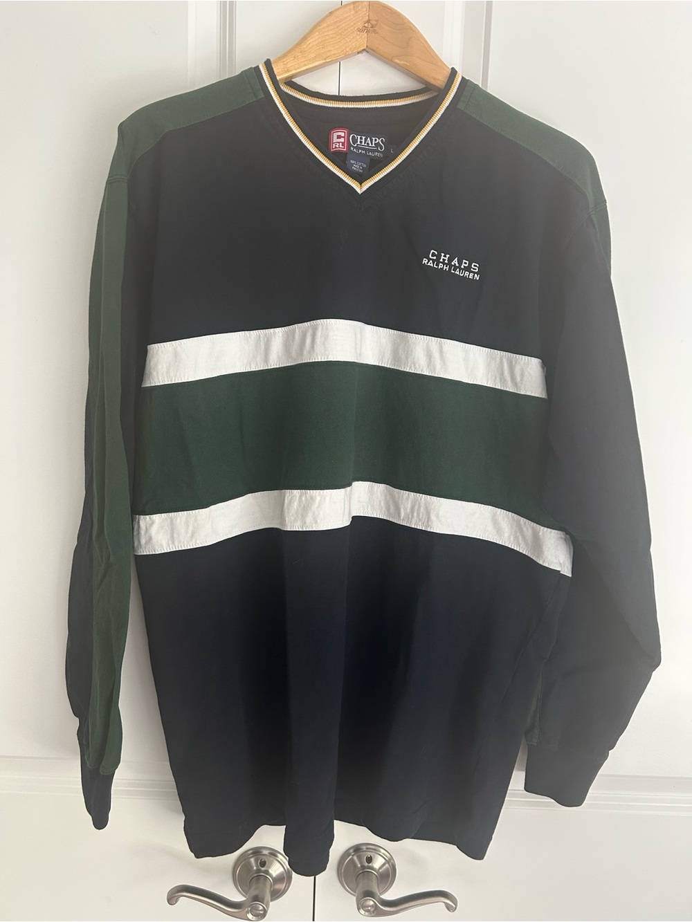 Ralph Lauren vintage polo vintage polo rugby long sleeve v neck knit shirt L